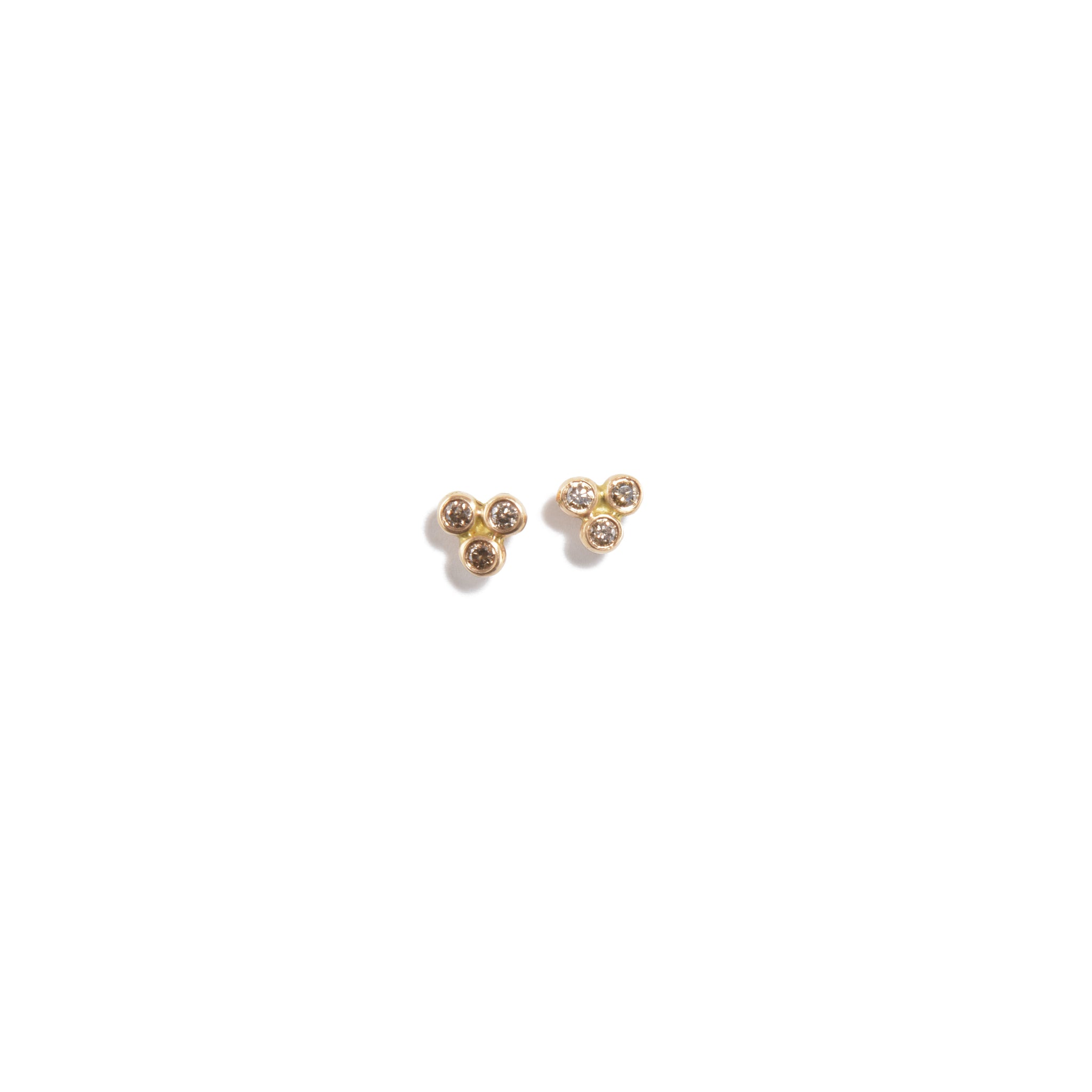 Rose Gold Earrings with Triple Brown Diamonds