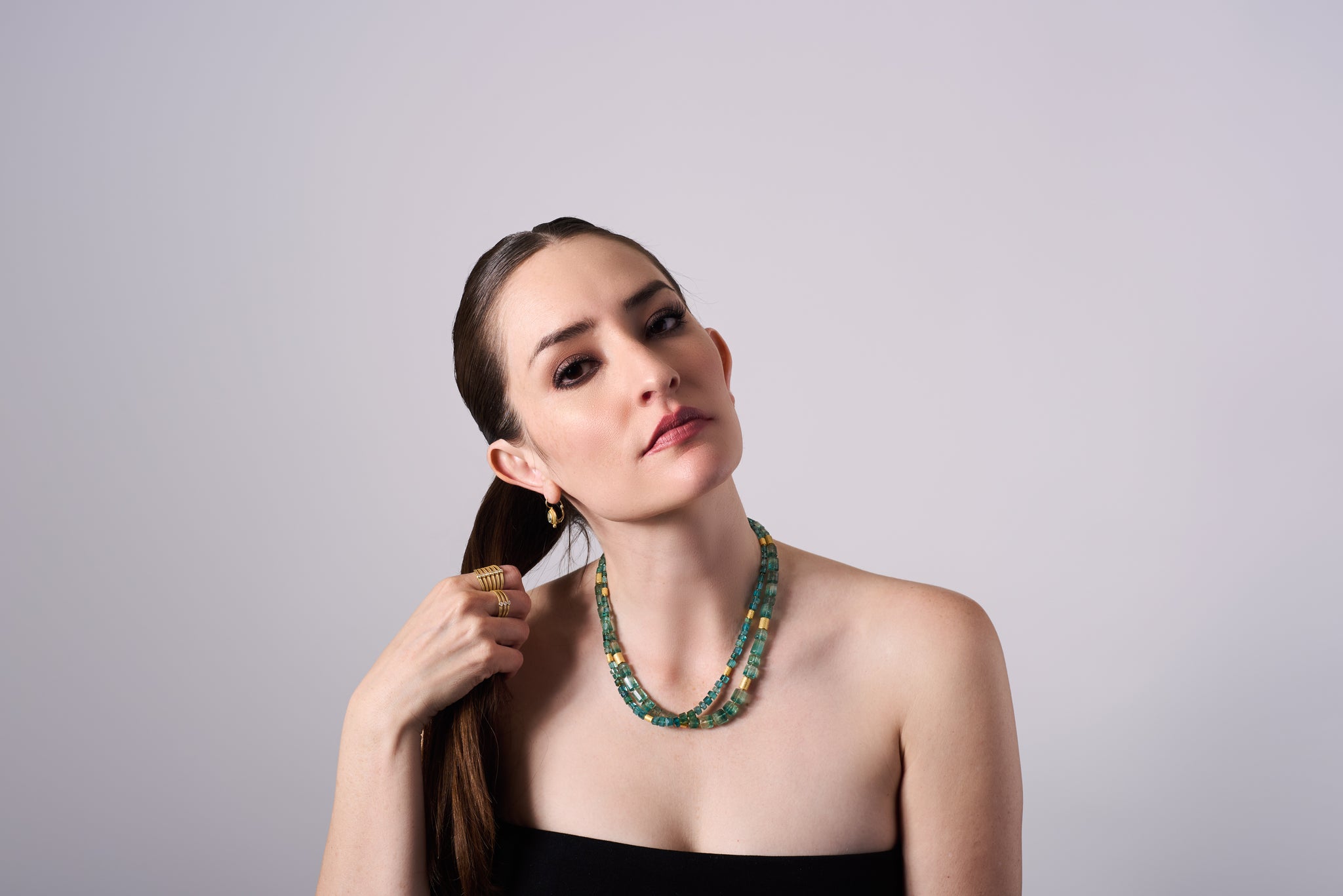 Bi-Colored Tourmaline Bead Necklace