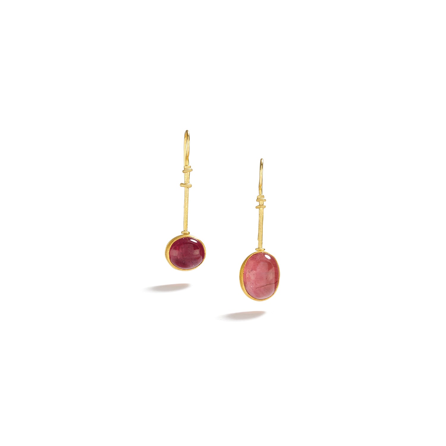 Round Pink Tourmaline Earring on Wire