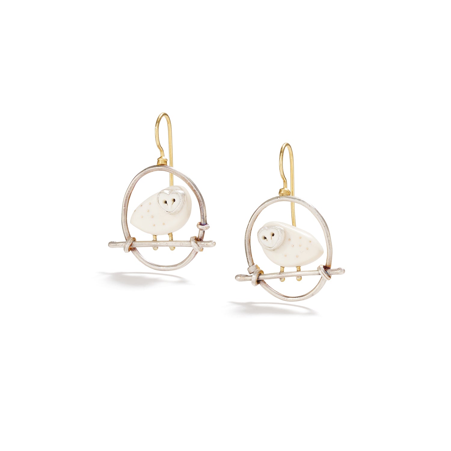 White Owl Earring on Wire