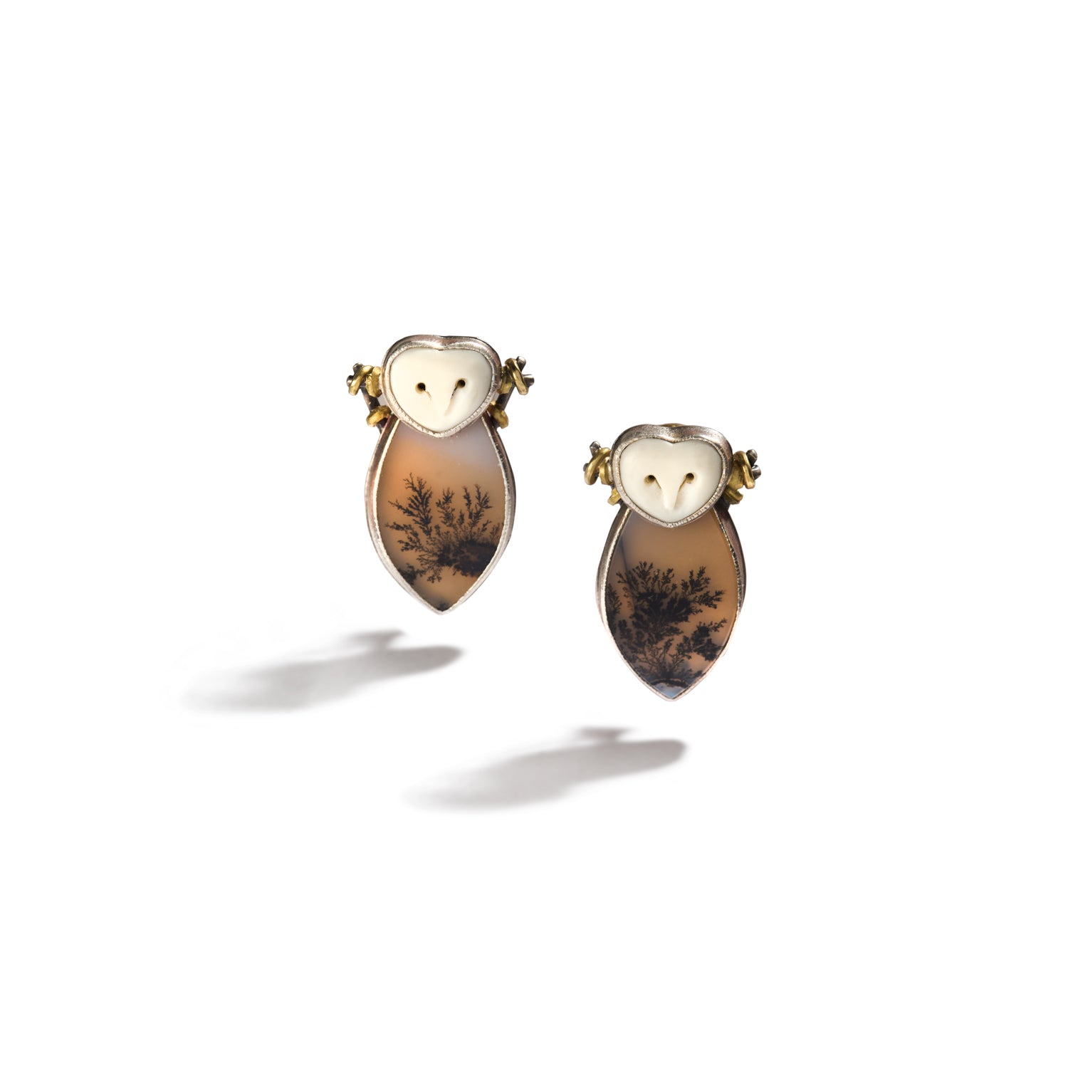 Owl Face Agate Earrings