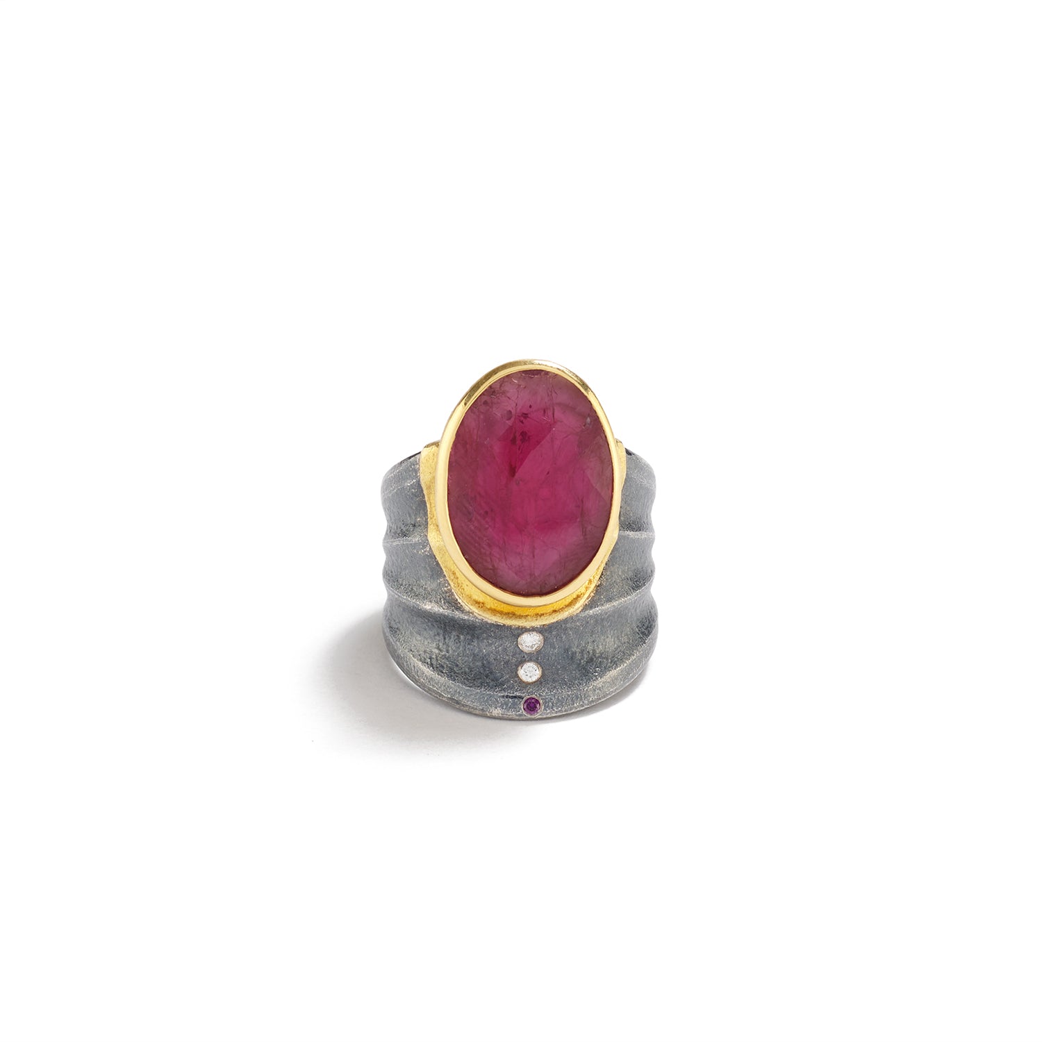 Faceted Tourmaline and Diamond Ring
