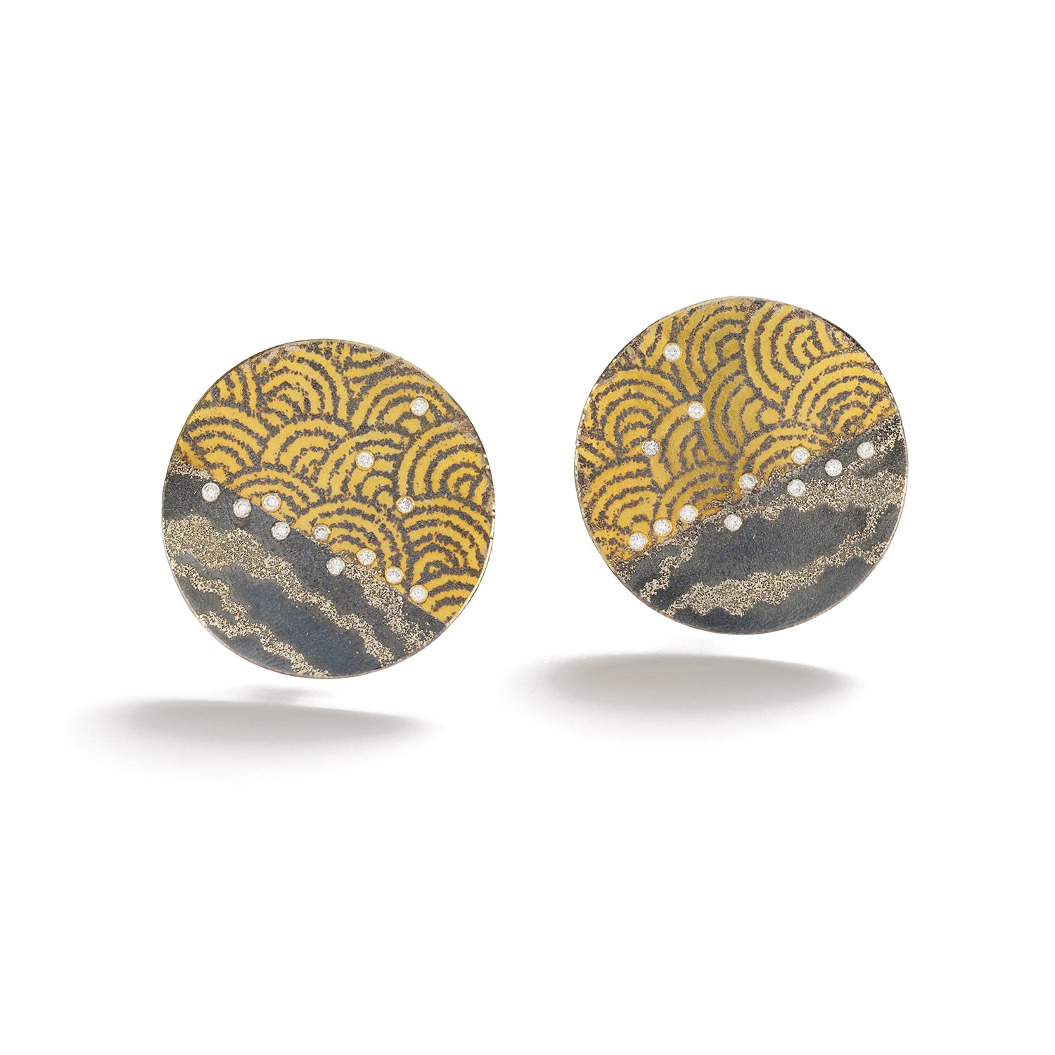 Large Round Gold & Silver Earrings