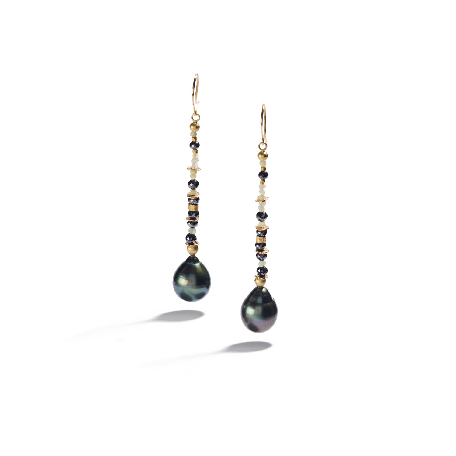 Black Diamond and Tahitian Pearl Earrings
