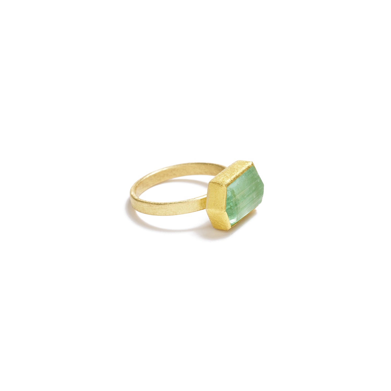 Hexagonal Green Tourmaline Ring