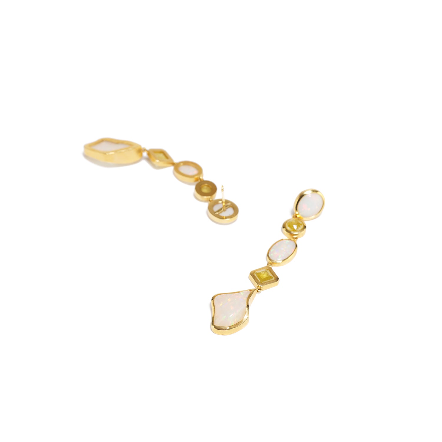 Crystal Opal & Yellow Diamond Earrings