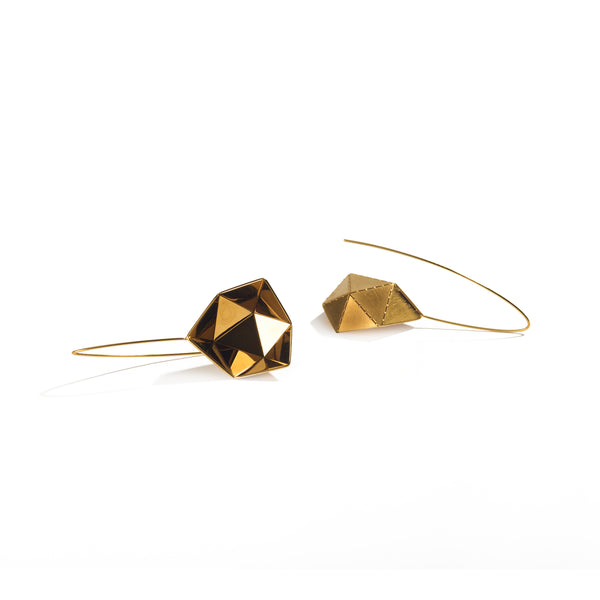Golden Round Mirror Earrings main image 0