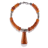 Woven Silver & Amber Necklace