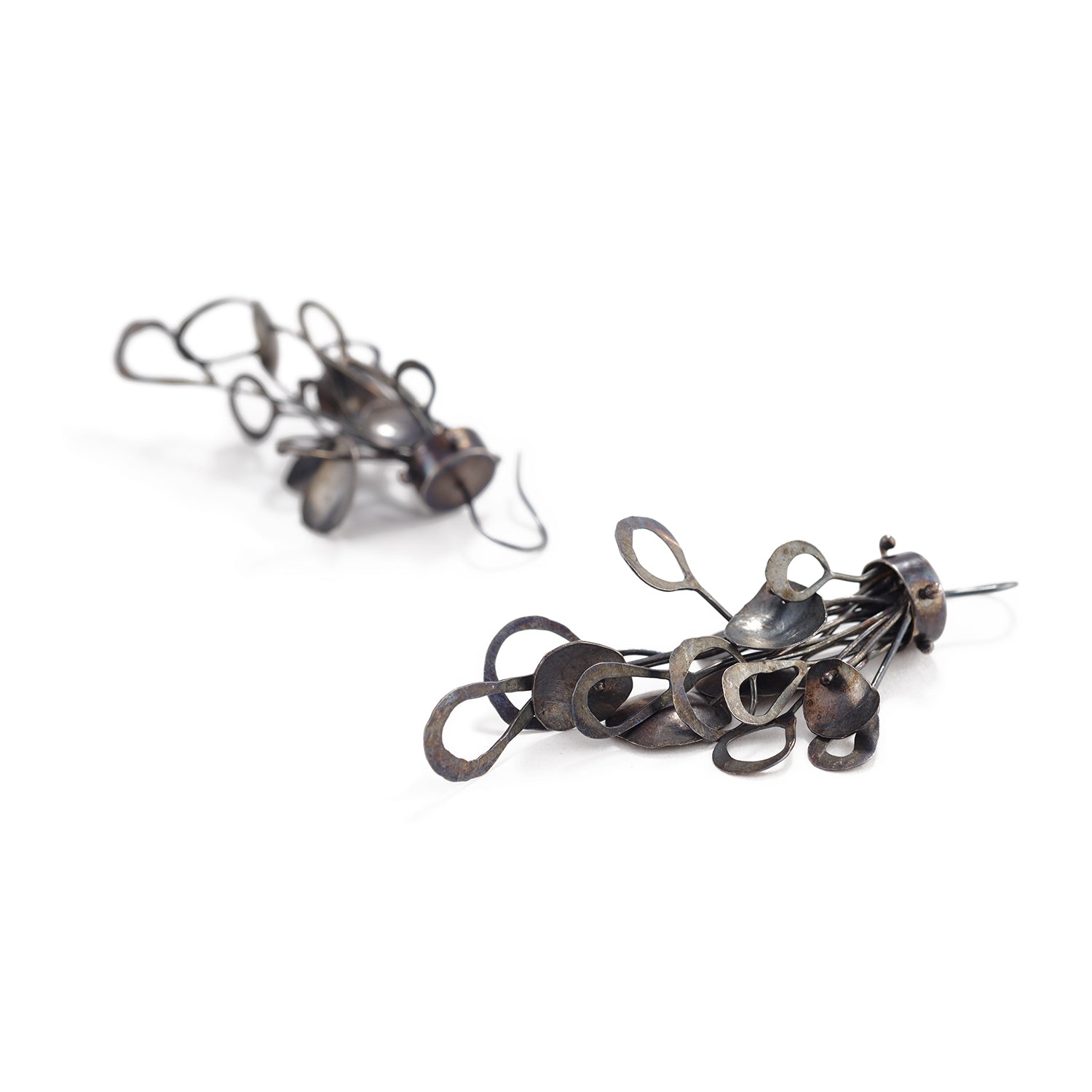 Oxidized Silver Rounds on Hooks Earrings
