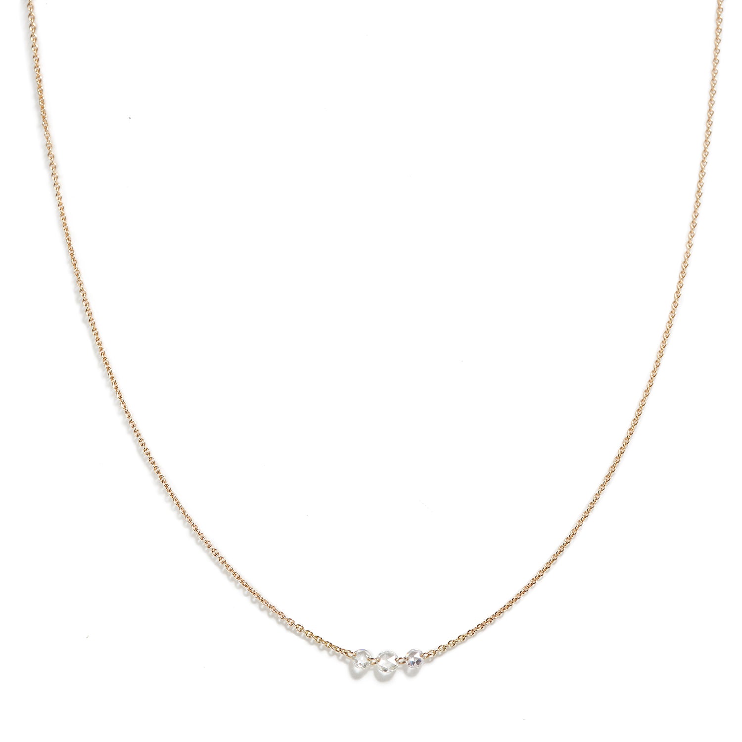 Rose Gold Necklace with Diamond Trio