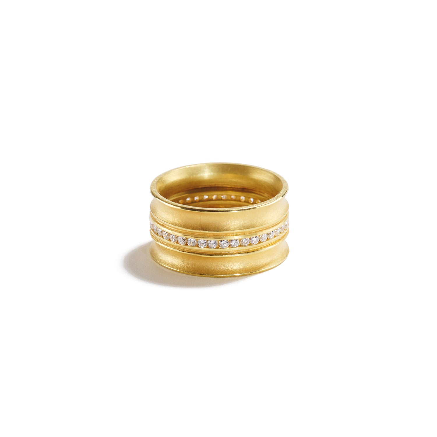 18K Gold and Diamond Double Curve Ring