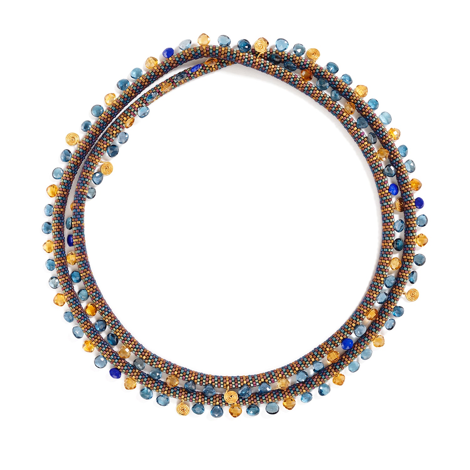 Lyda Pattern Necklace with Topaz, Citrine and Lapis