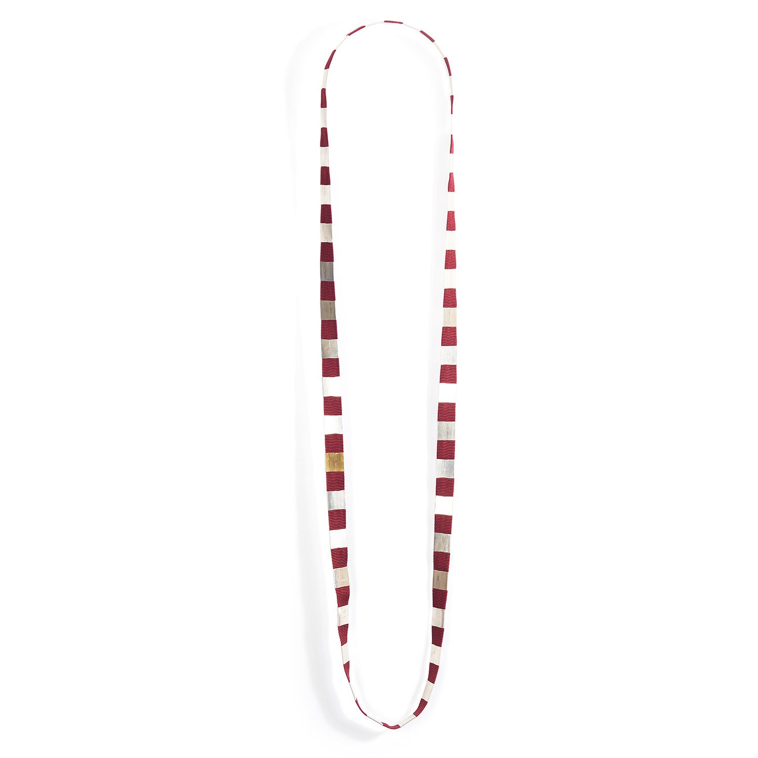 Classic Square Ribbon Necklace~Dark Red
