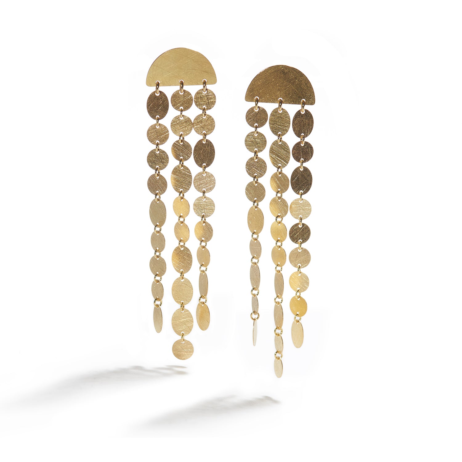 Long Gold Party Earrings - 3 Lines