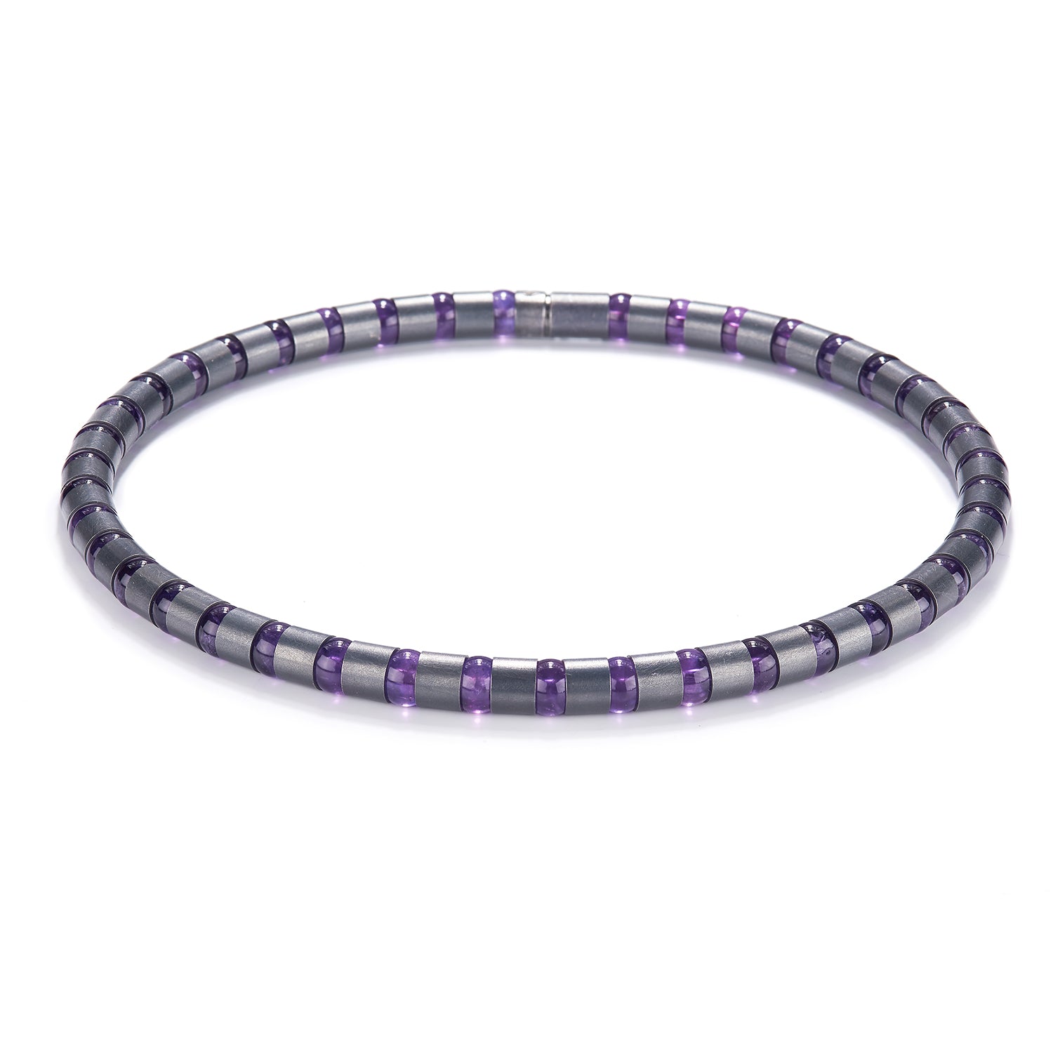 Cleopatra Oxidized Sterling Silver Collier~8mm Amethyst
