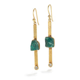 Rough Emerald & Diamond Earrings
