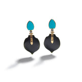 Kazakhstan Turquoise & Edwards Black Jade Earrings