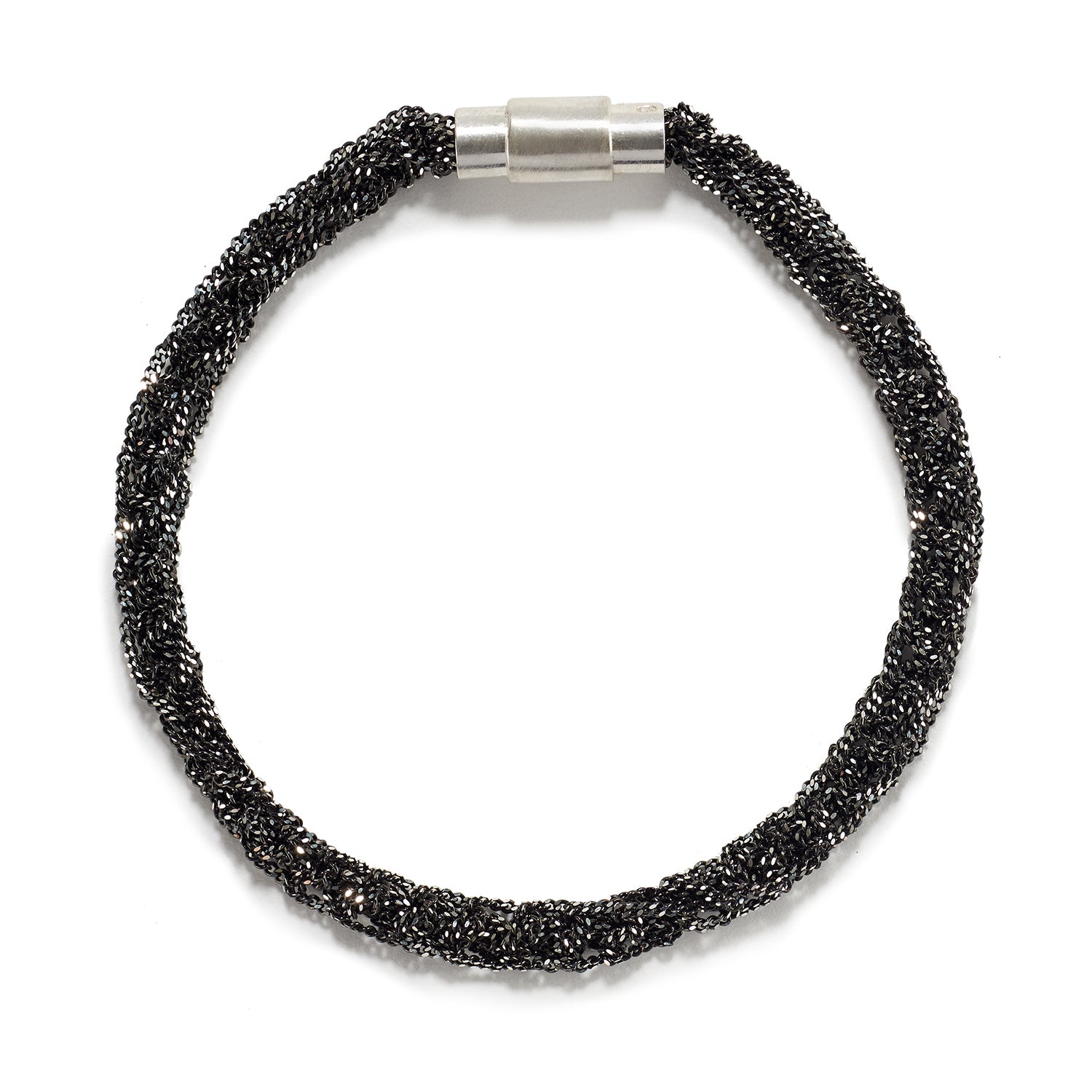 Knitted Oxidized Silver Bracelet