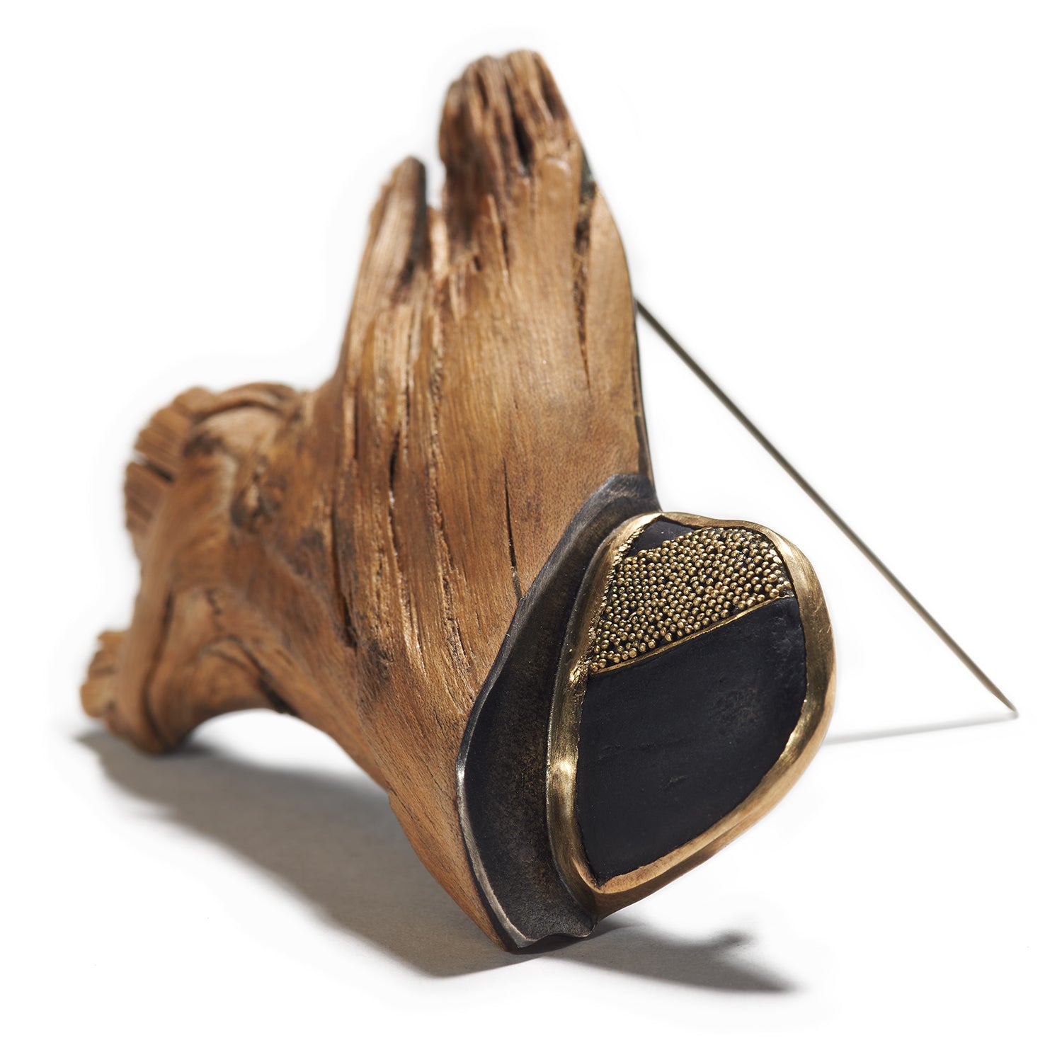 Wood with Silver & Gold Brooch