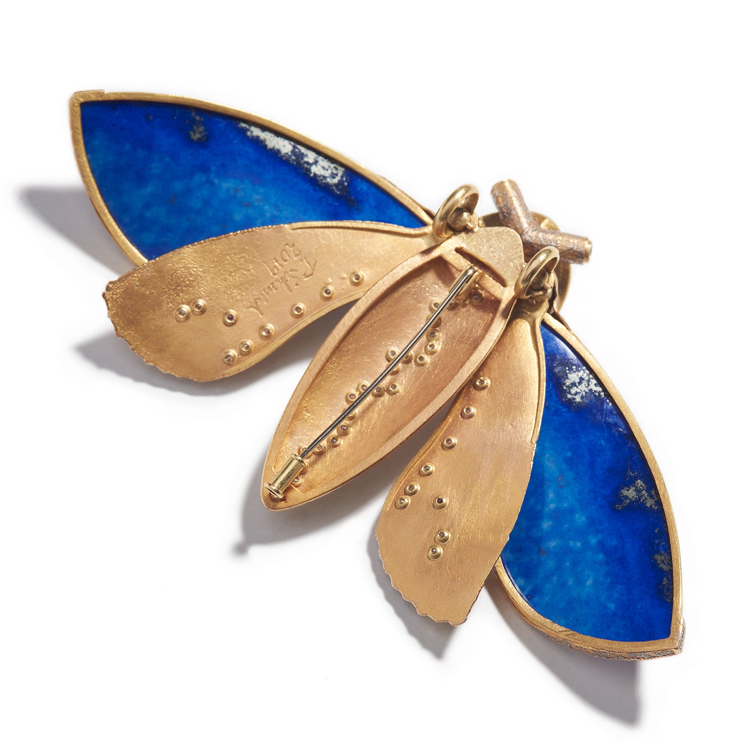 Lapis Lazuli Moth Brooch