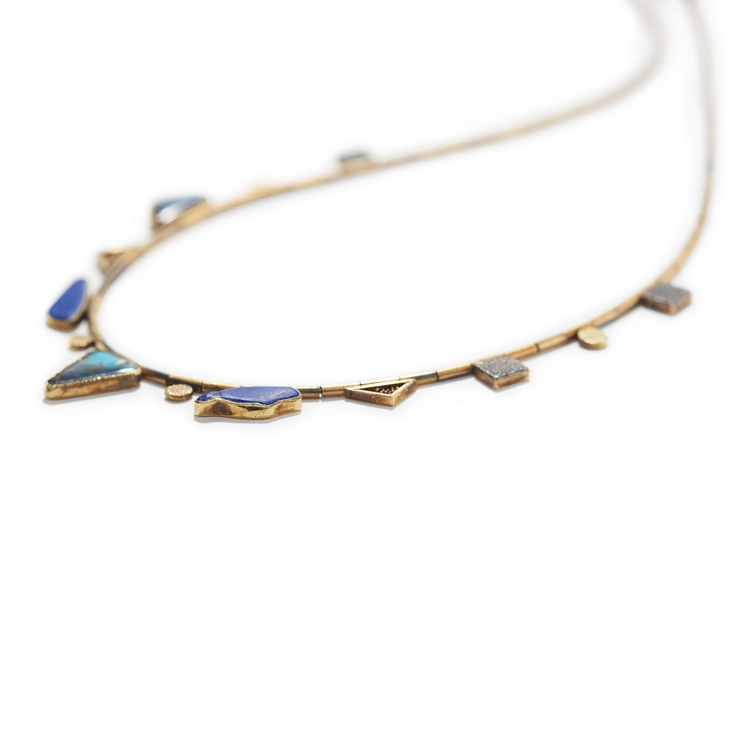 Lapis, Cast Bone & Boulder Opal Necklace I
