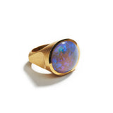 Black Crystal Opal & Gold Ring