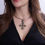 Mixed Metal Coptic Cross Neck Cuff
