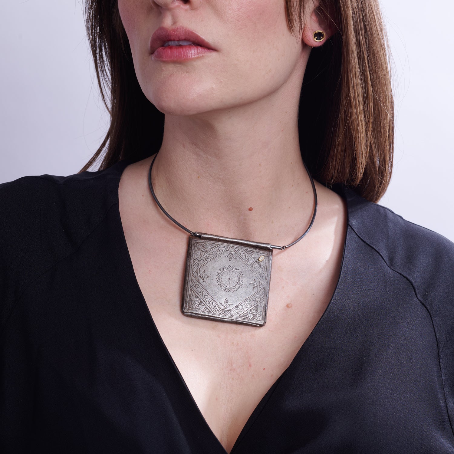 Silver Box Pendant Necklace