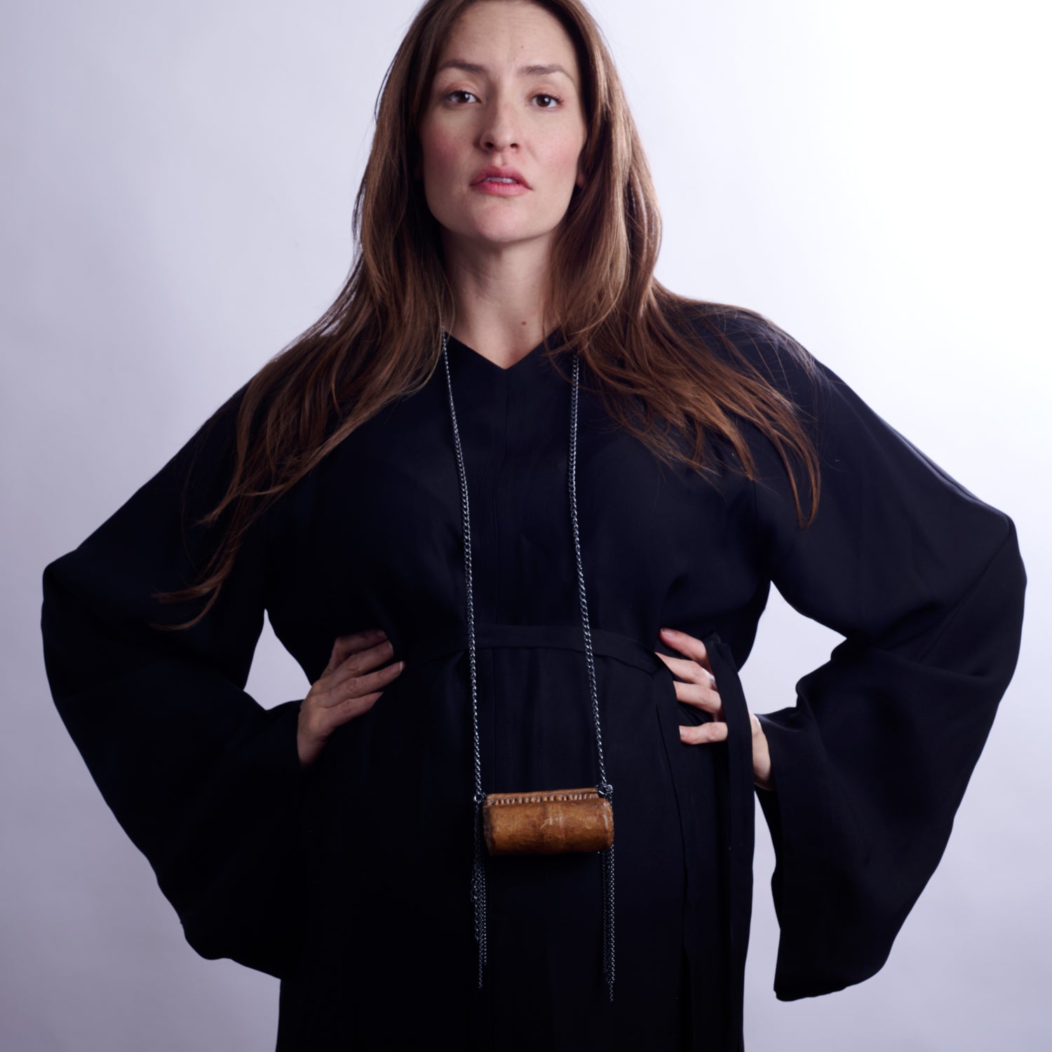 Leather Amulet Cross-Body Necklace