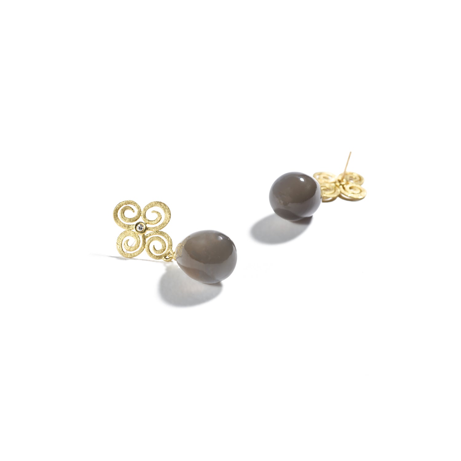 Gold and Pear Shaped Moonstone Earrings