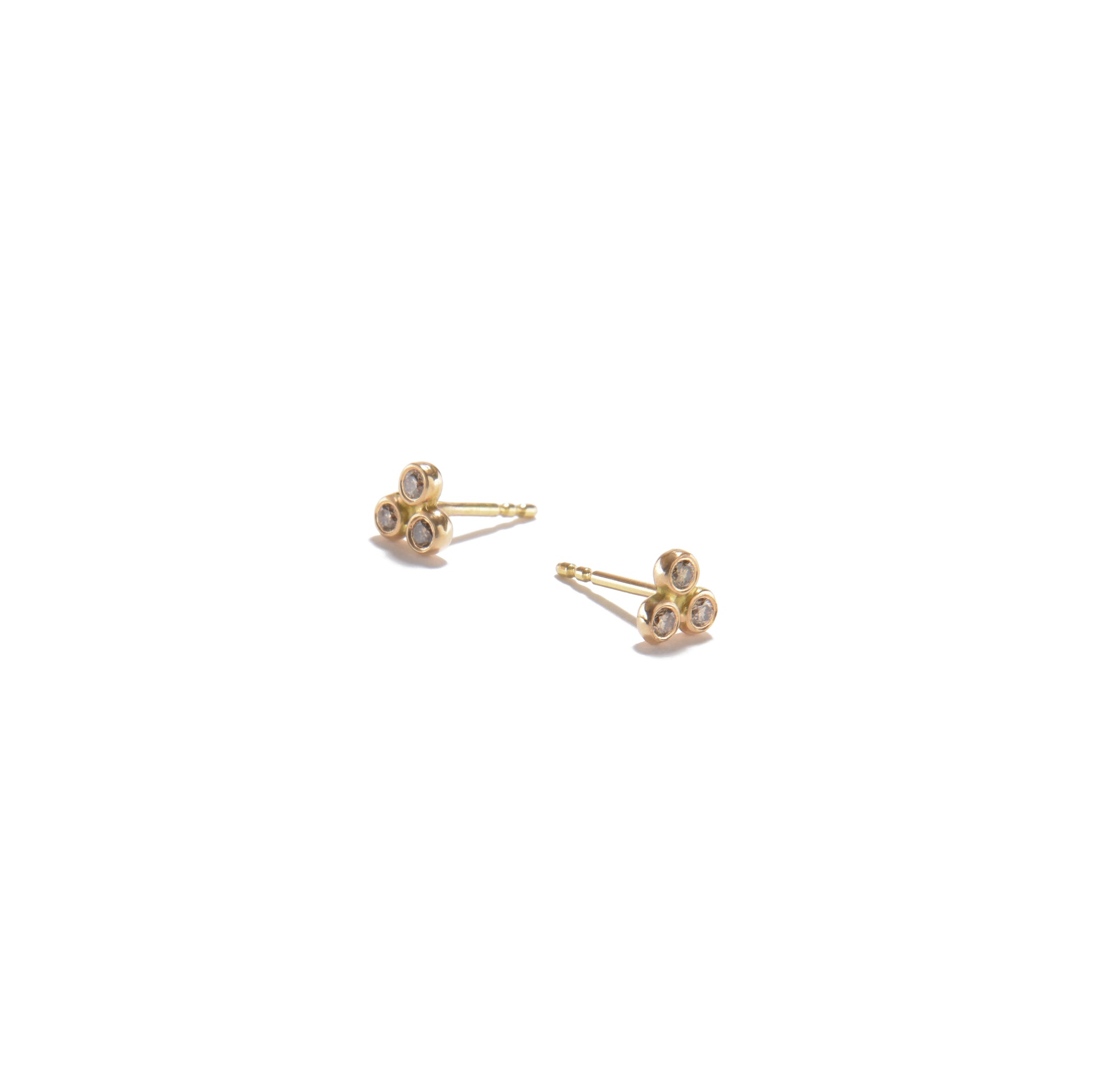 Rose Gold Earrings with Triple Brown Diamonds