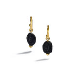 Black Tourmaline and Gold Hoop Earrings