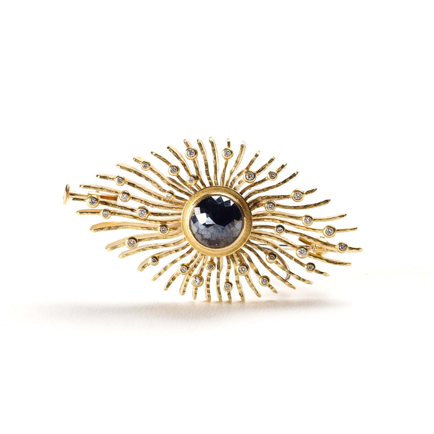 Black Diamond Sunburst Brooch/Pendant