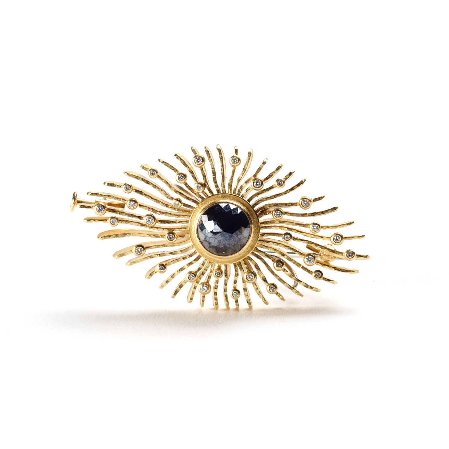 Black Diamond Sunburst Brooch/Pendant