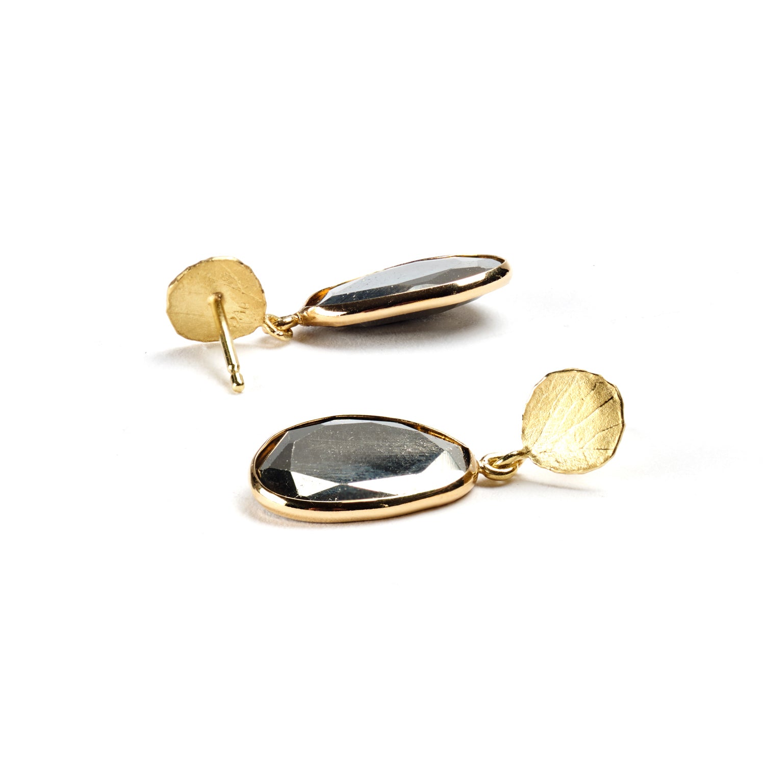 Pyrite & Gold Petal Earrings