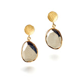 Pyrite & Gold Petal Earrings