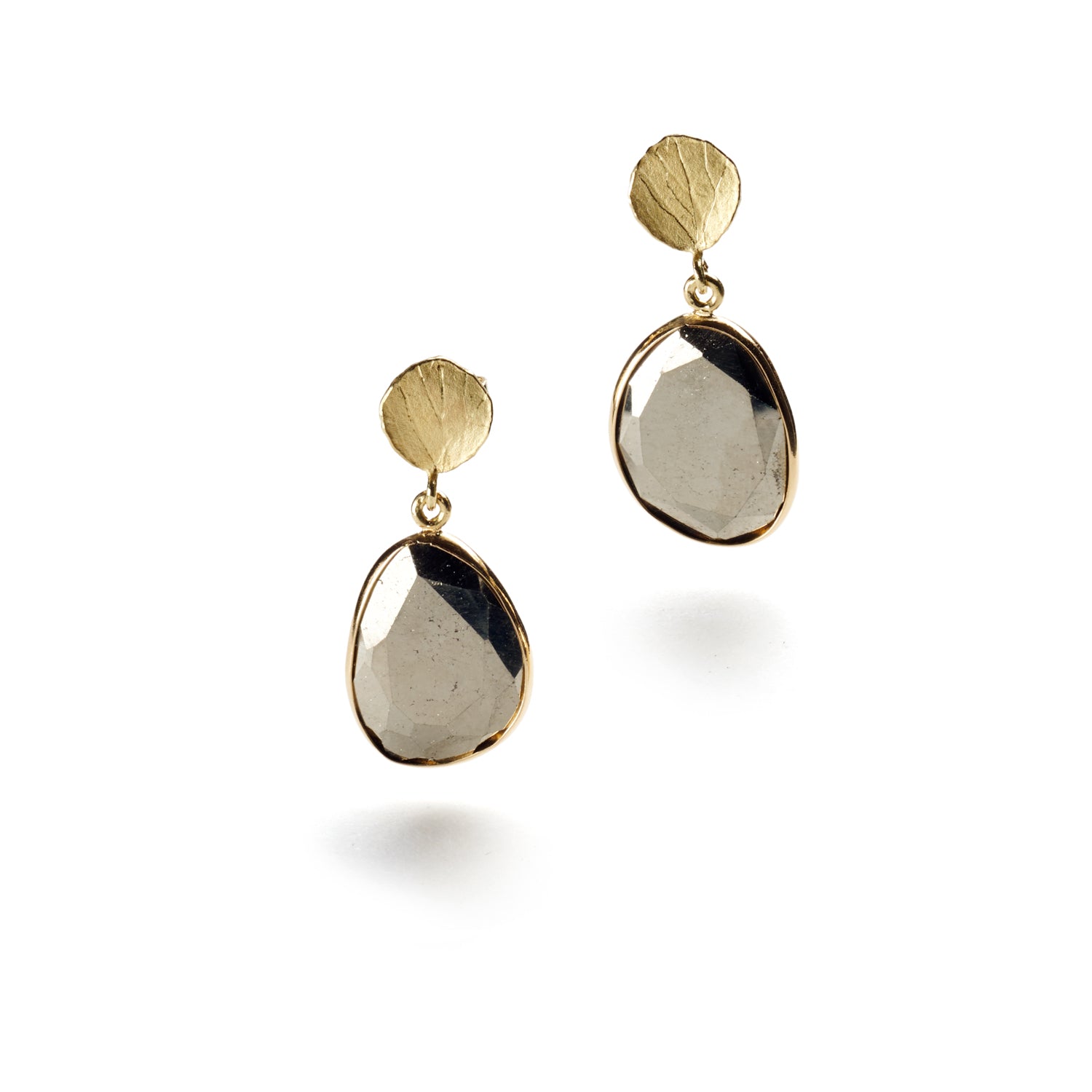 Pyrite & Gold Petal Earrings