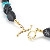 Black Tourmaline & Turquoise Slice Necklace