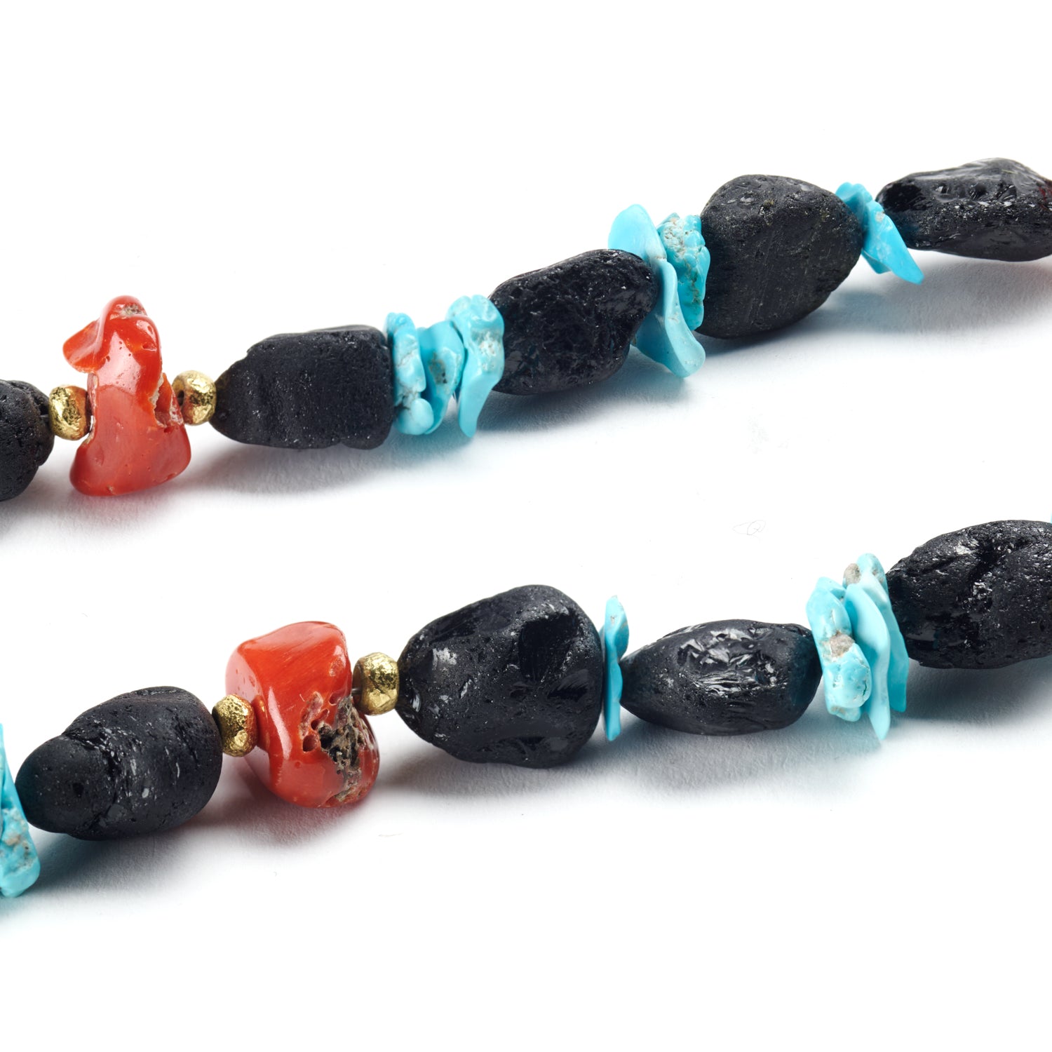 Black Tourmaline & Turquoise Slice Necklace