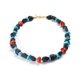Black Tourmaline & Turquoise Slice Necklace