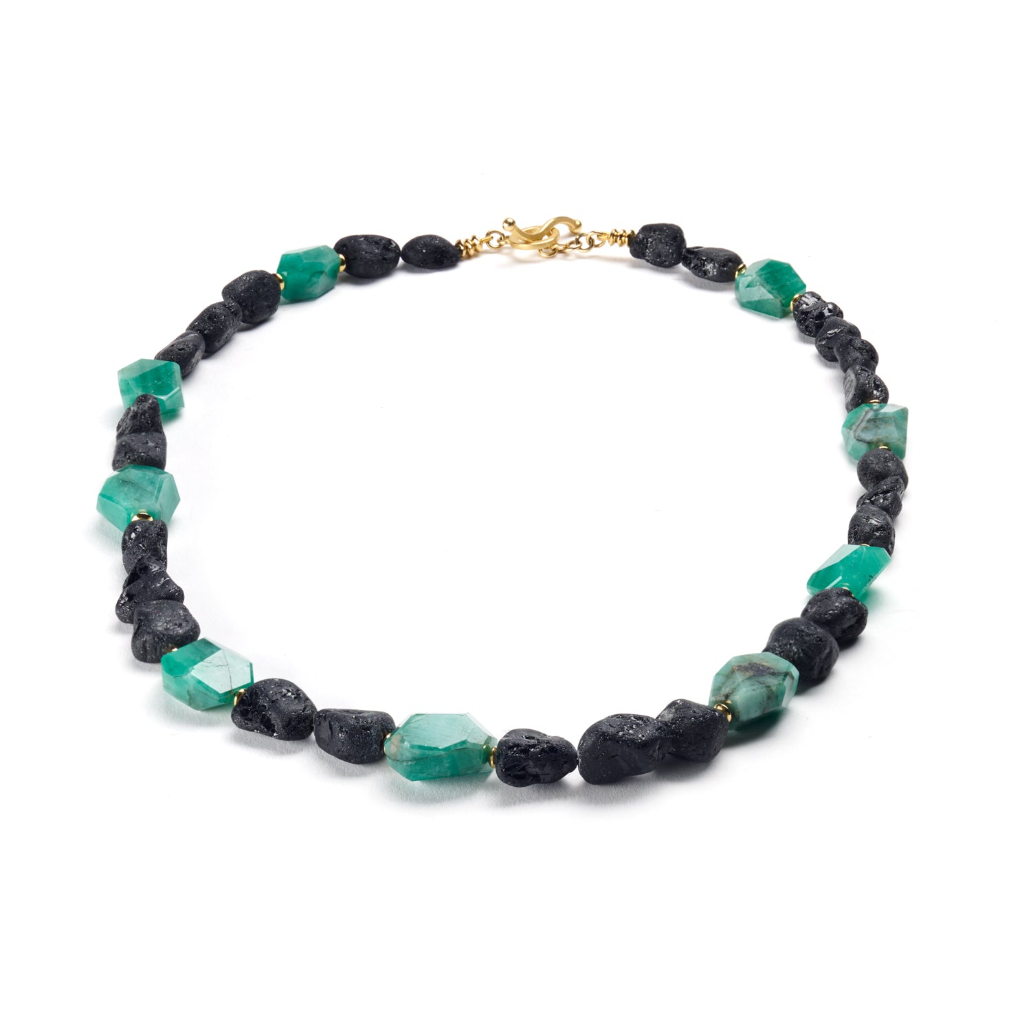 Emerald Crystal & Black Tourmaline Necklace