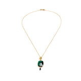 Gold Wrapped Emerald Pendant Necklace