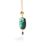 Gold Wrapped Emerald Pendant Necklace