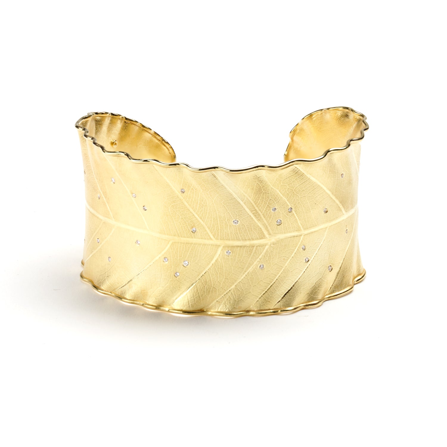 Leaf Cuff With Diamonds