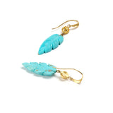 Carved Turquoise Leaf Earrings