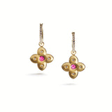 Ruby & Gold Dogwood Drop Earrings