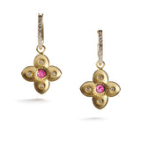 Ruby & Gold Dogwood Drop Earrings