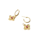 Ruby & Gold Dogwood Drop Earrings