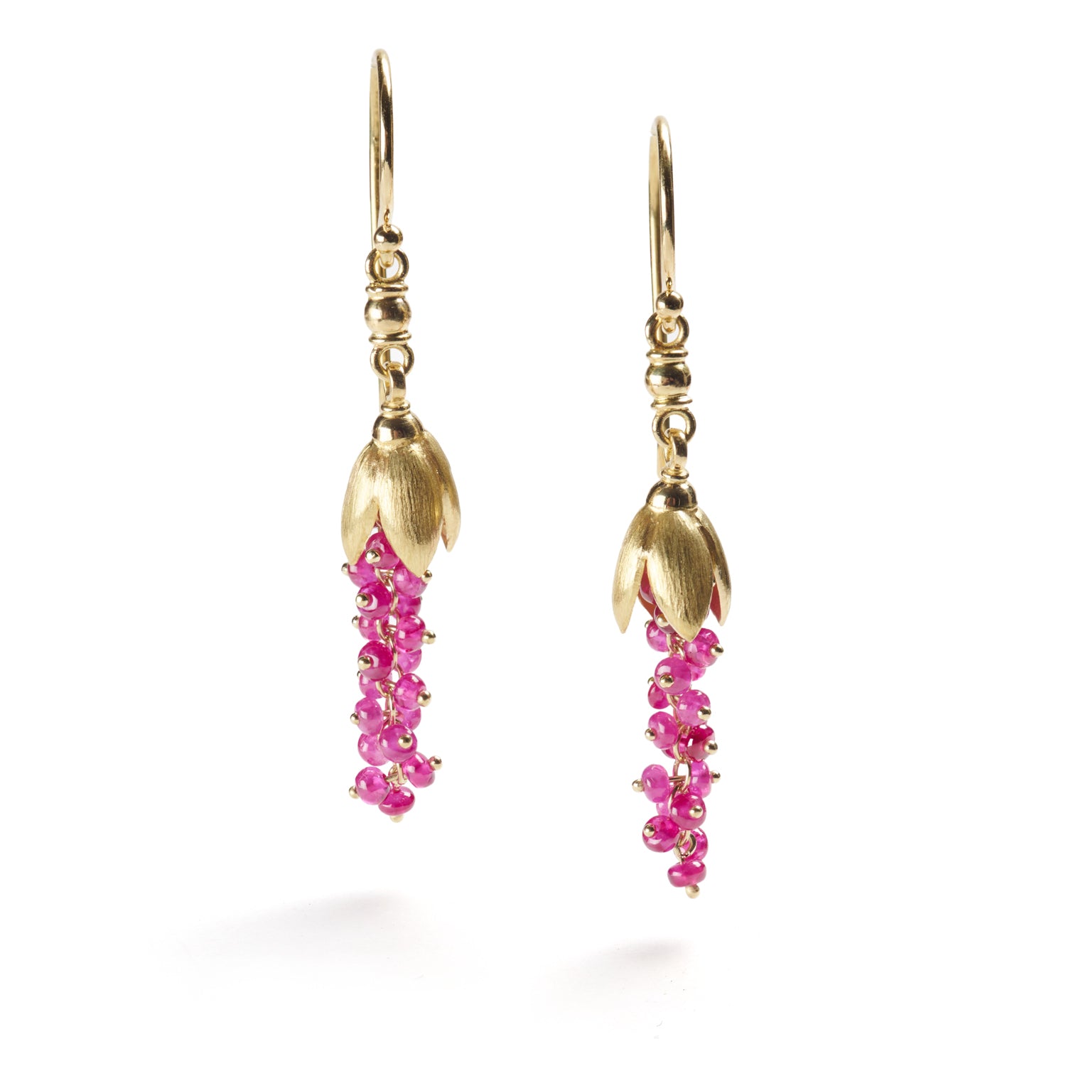 Ruby & Gold Blossom Earrings