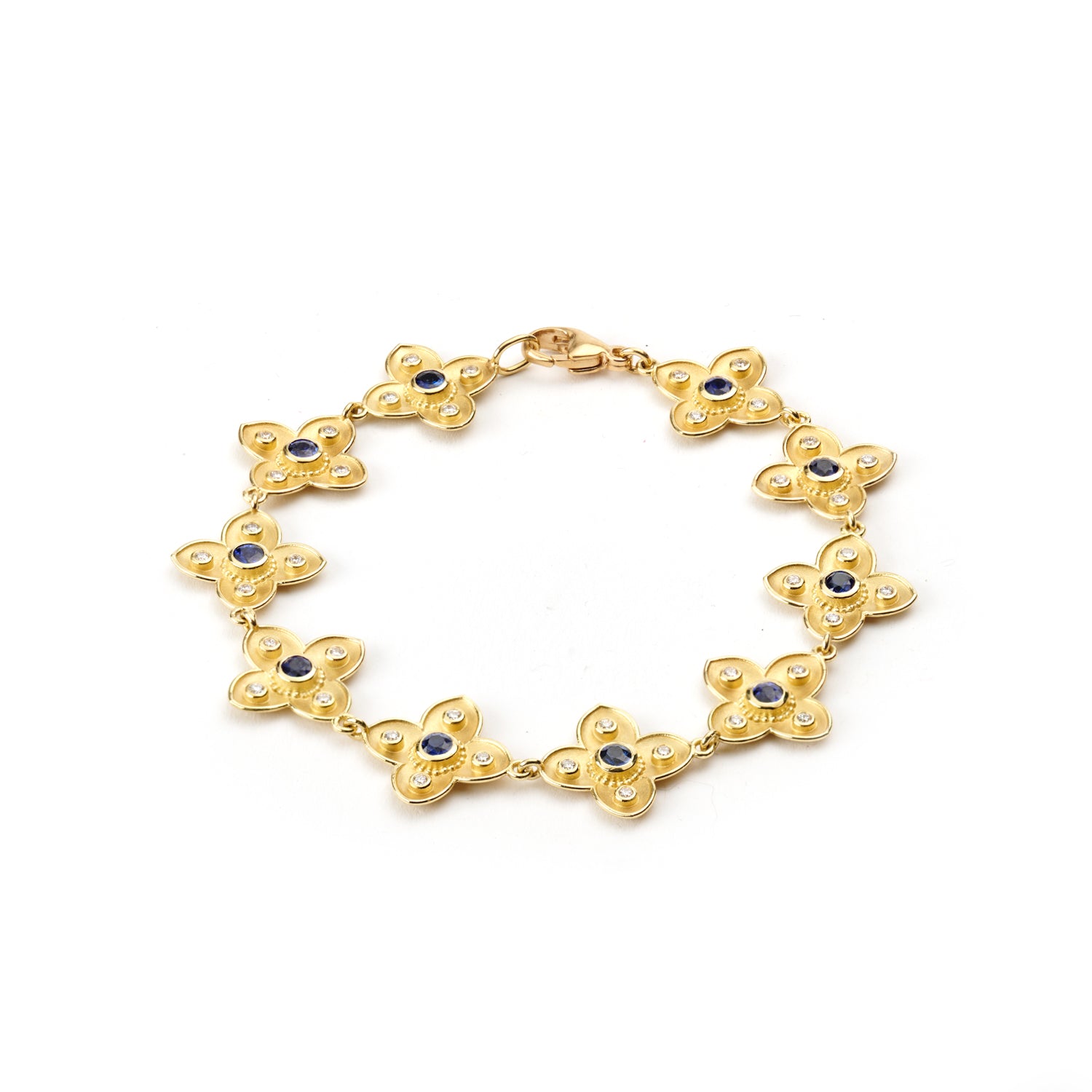 Sapphire & Gold Dogwood Bracelet